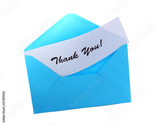 Photo: Blue envelope with Thank You Blue envelope with Thank You