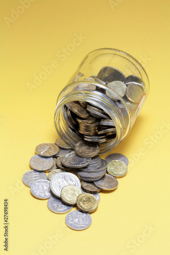 Photo: Coins and Glass Jar Coins and Glass Jar