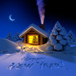 Little house in the woods on New Year's night