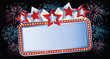 Marquee sign with foreworks