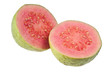 Halves pink guava isolated on white background