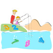 father and son fishing numbers