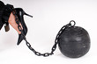 woman's foot with prison ball