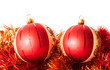 Red dull christmas balls with garland