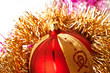 Red dull christmas ball on white background