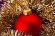 Red dull christmas ball on white background
