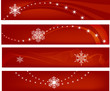 Illustration: snow flakes banner with red background snow flakes banner with red background