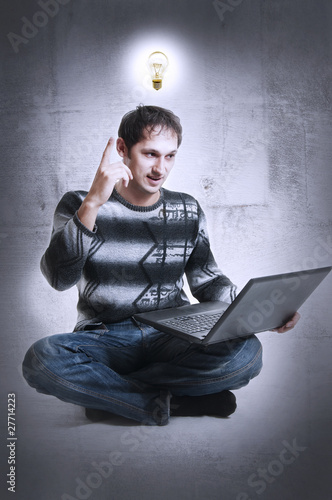 Photo: Computer. Brilliant business idea. eureka Computer. Brilliant business idea. eureka