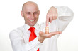Businessman with pile of coins