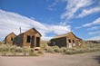 Two abandonned buildings in Bodie, ghost town, c. 1800s, CA