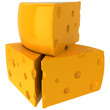 Cheese. Three taste pieces. Mouse bait. 3D rendering (Hi-Res)