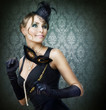 Romantic Beauty with Carnival mask.Vintage Styled