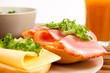 Frühstück Gesund Brötchen Kaffee Obst Salat