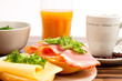 Frühstück Gesund Brötchen Kaffee Obst Salat