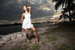Woman in a nature setting by the bay Woman in a nature setting by the bay
