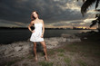 Woman in a nature setting by the bay Woman in a nature setting by the bay