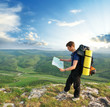 Man tourist in mountain