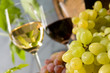 Red and white wine with grapes Red and white wine with grapes