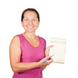 Happy mature woman with notebook Happy mature woman with notebook