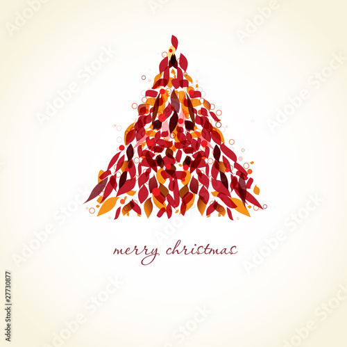 Vector: Abstract multicolored christmas tree on the frozen background. Abstract multicolored christmas tree on the frozen background.