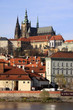 View on the autumn Prague gothic Castle above River Vltava
