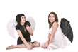 Angel girl on white. Isolated.