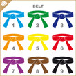 COLORED BELTS-MARTIAL ARTS SIMBOL,LOGO SET.Vector