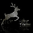 Silver Christmas  deer made of snowflakes with stars on black ba