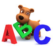 3d Small dog helps learn the alphabet