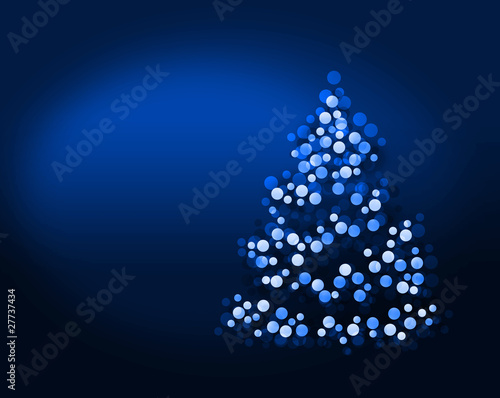 Illustration: christmas tree on blue background christmas tree on blue background