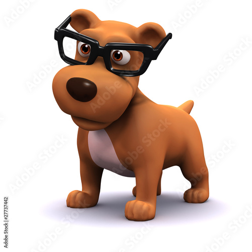 Illustration: 3d Small dog looking studious in his spectacles 3d Small dog looking studious in his spectacles
