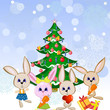 Christmas hares under the fir tree Christmas hares under the fir tree