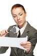 woman holding a magnifying glass in the hand woman holding a magnifying glass in the hand