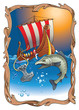 Sinking viking amulet,salmon and drakkar (viking longship) Sinking viking amulet,salmon and drakkar (viking longship)