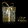 Golden Christmas  gift bpx made of gold snowflakes with stars on