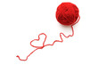 Red yarn with heart symbol