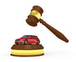 Gavel and car - 3d render