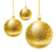 Golden realistic vector Christmas balls set.