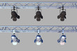 two stets of stage lights on grey background for easy cut-out