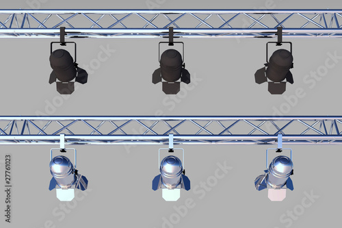 Illustration: two stets of stage lights on grey background for easy cut-out two stets of stage lights on grey background for easy cut-out