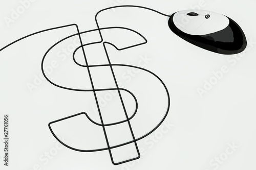 Illustration: dollar sign written with a computer mouse wire dollar sign written with a computer mouse wire