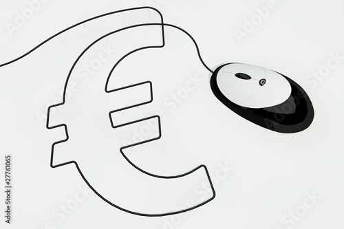 Illustration: euro sign written with computer mouse wire euro sign written with computer mouse wire