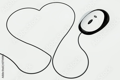 Illustration: heart written with computer mouse wire heart written with computer mouse wire