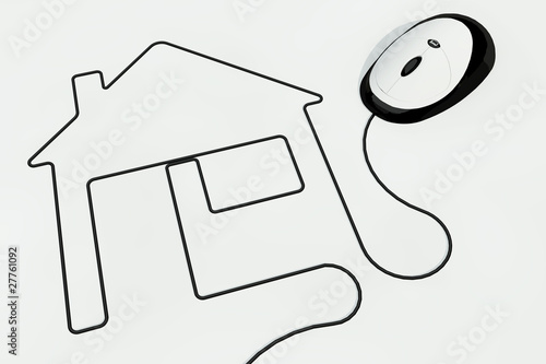 Illustration: house drawn with computer mouse wire house drawn with computer mouse wire