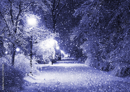 Photo: Winter alley at night Winter alley at night