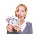 Frau gewinnt Geld Frau gewinnt Geld