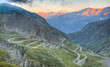 Old road with tight serpentines of the St. Gotthard pass Old road with tight serpentines of the St. Gotthard pass