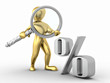 Men with loupe and percent