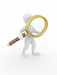 Searching. Men with loupe.