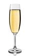 Champagne glass, white background.